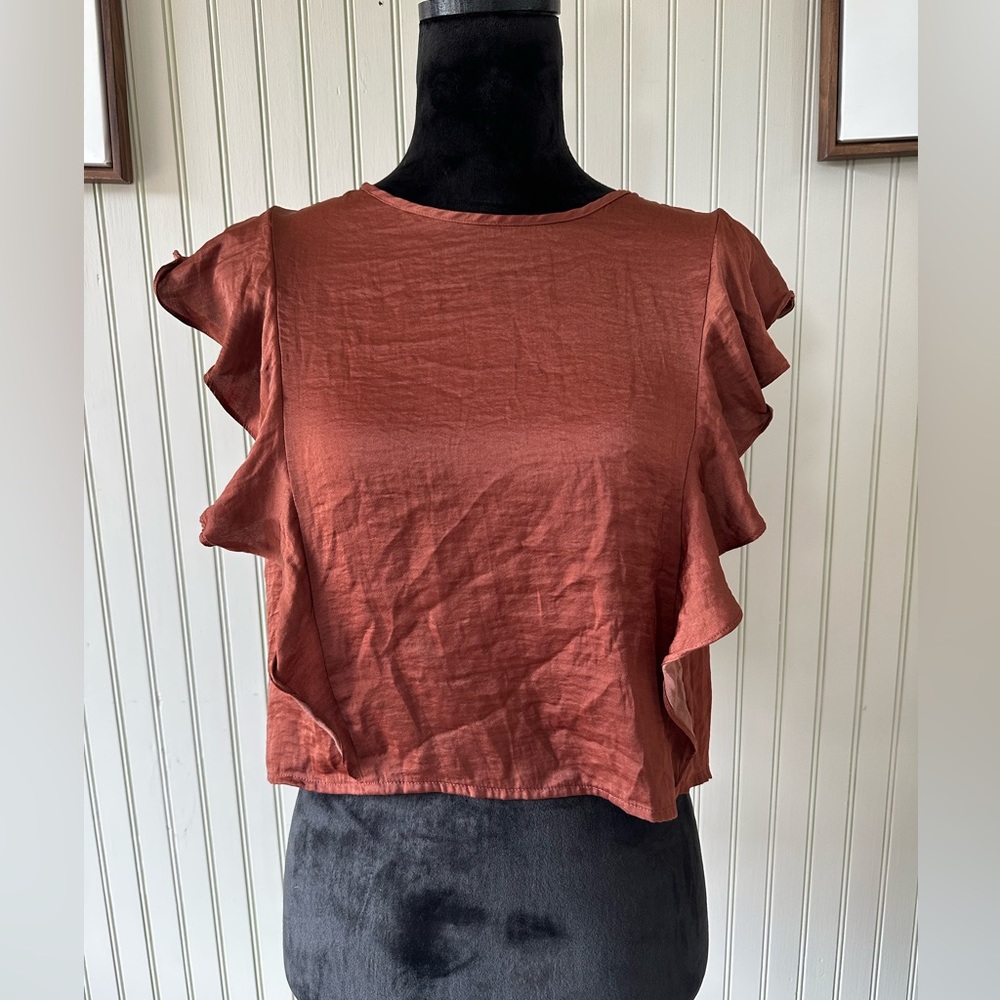 Satin ruffle blouse